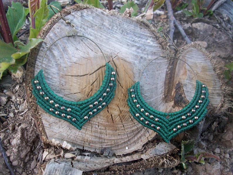 earrings for women boho earrings gipsy style!! boho jewelry green earrings Beaded hoop earrings