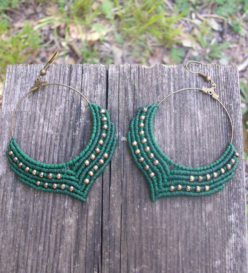 earrings for women boho earrings gipsy style!! boho jewelry green earrings Beaded hoop earrings