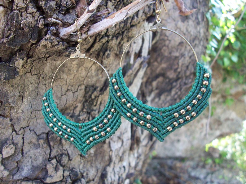 earrings for women boho earrings gipsy style!! boho jewelry green earrings Beaded hoop earrings