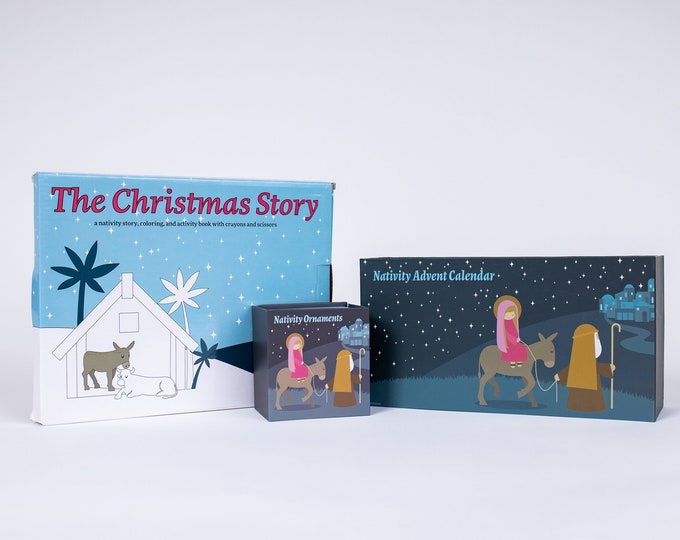 BUNDLE: Nativity Advent Calendar Kit, Ornaments, and Coloring Book Set