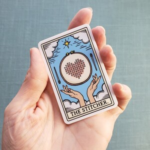 The Stitcher Tarot Card Vinyl Sticker, Funny Yarn Fiber Sticker, Embroidery and Cross Stitch Life Laptop Stickers image 2