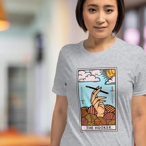 Camiseta de algodón con la carta del Tarot de la Prostituta, divertida camiseta de crochet, regalo de hilo para crochet