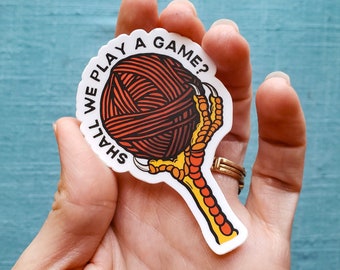 Yarn Chicken Vinyl Sticker, Funny Crochet and Knitting Life Laptop Stickers, Unique Gag Gift for Crocheter and Knitter