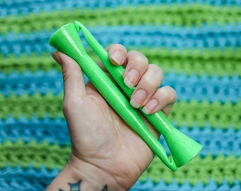 8mm & 9mm Ergonomic Crochet Hooks, 3D Printed Lightweight Crochet Hook, Neon Green Sparkle Edition