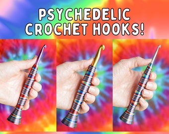 Ergonomic Tie Dye Crochet Hook, 3D Printed Hybrid Crochet Hook, Metal Crochet Hook, Gift for crocheter