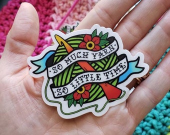 So Much Yarn Vinyl Sticker, Crocheter Gift, Crocheting Laptop Stickers, Yarn Life, Stocking Stuffer