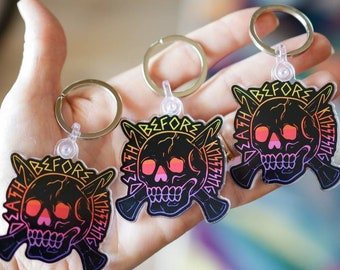 Funny Crochet Acrylic Keychains, Crocheter Joke Gift, Crochet Life, Crude Gag Keychain, Death Before Knitting, Gift for Crocheter