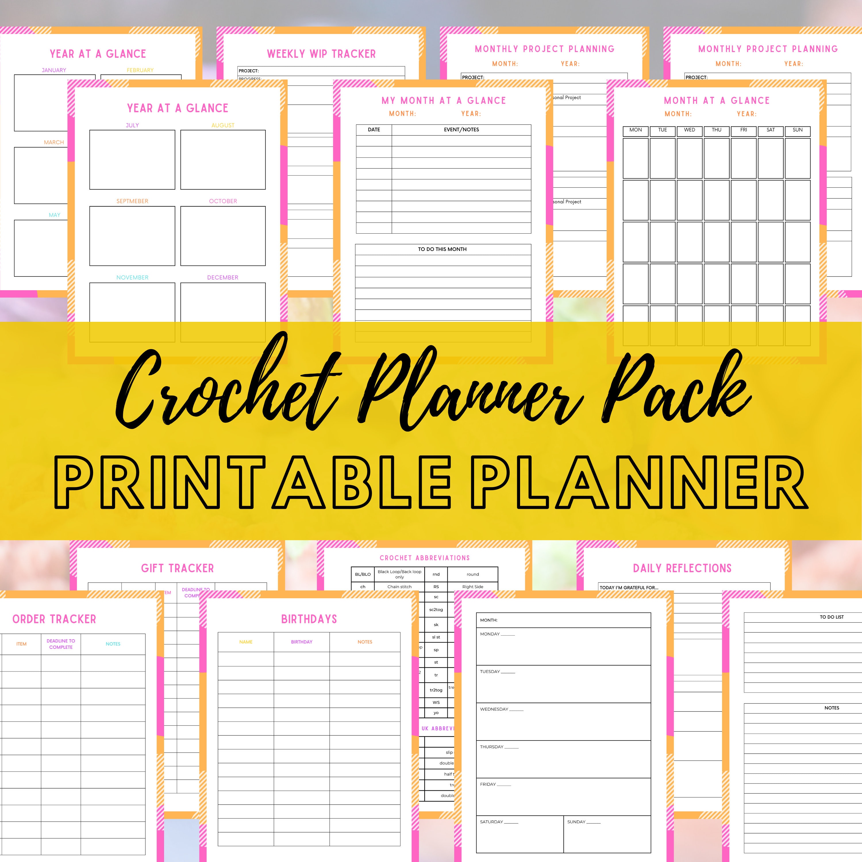 Ultimate Printable Crochet Planner, Undated Digital Planner for Crocheters, Yearly, Monthly ...