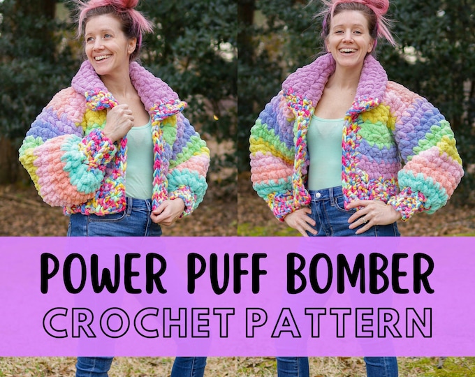 Crochet Puffer Jacket Pattern digital Download Winter Fall Crochet Coat