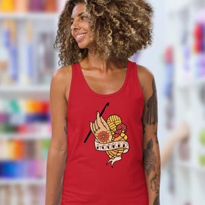 Hooked Tattoo Crochet Tank Top, Funny Crochet Apparel Gift, Awesome Gift for Crocheter
