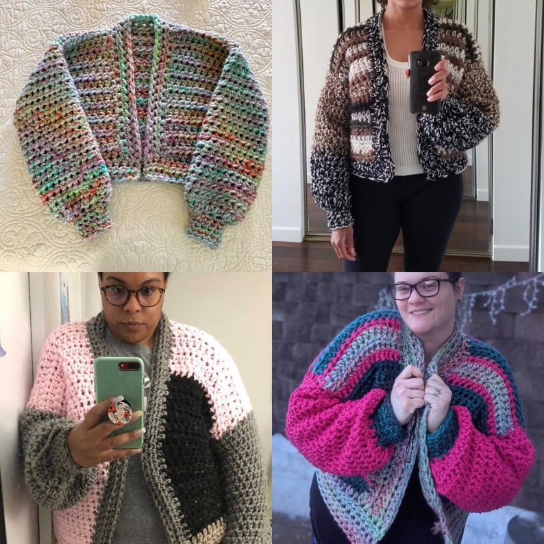 Simple Super Chunky Crochet Cardigan Pattern, Beginner Friendly, Size Inclusive, Super Bulky Yarn Crochet Sweater Pattern, The Luna Cardigan image 5