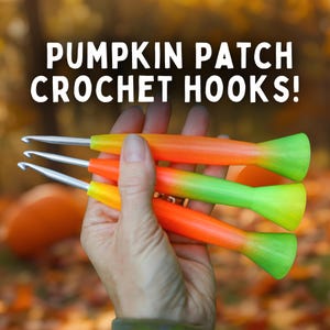 Ergonomic Crochet Hooks, 3D Printed Tapered and Inline Metal Hooks, Gift for crocheter, Pumpkin Patch