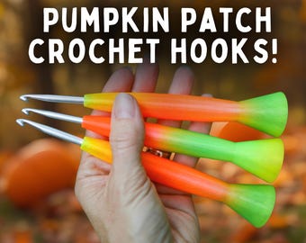 Ergonomic Crochet Hooks, 3D Printed Tapered and Inline Metal Hooks, Gift for crocheter, Pumpkin Patch
