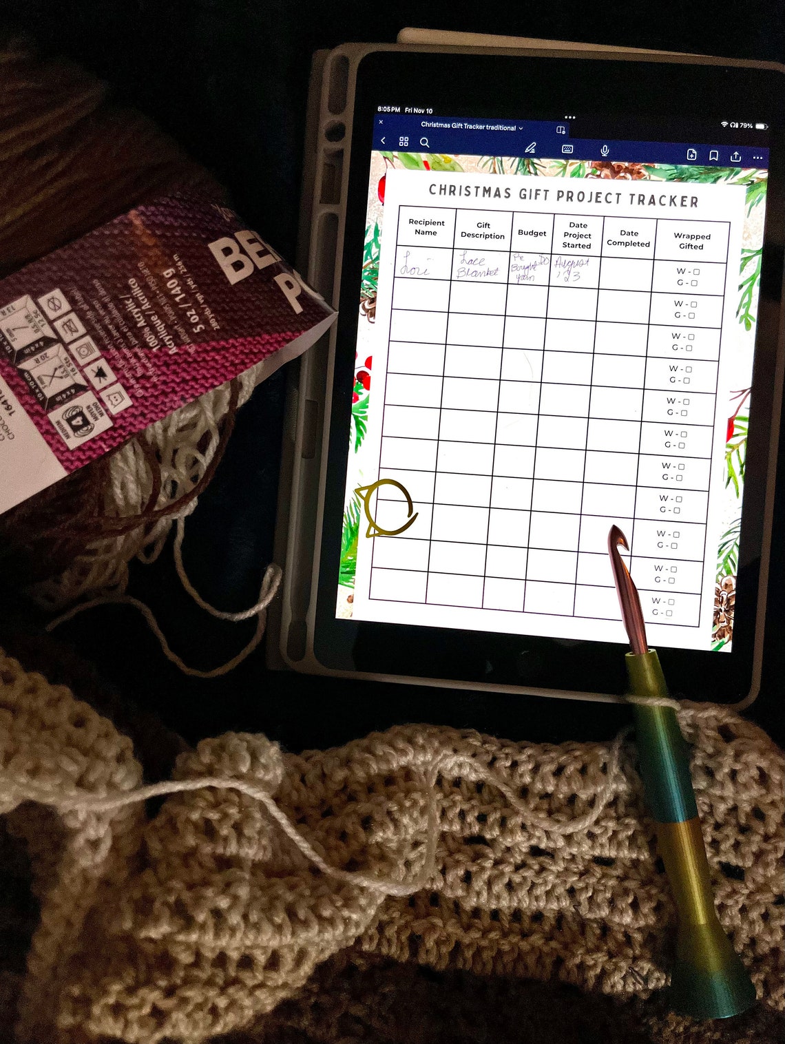 Crochet Christmas Gift Tracker, Handmade Present Printable Tracking ...