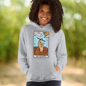 Sudadera unisex con capucha de la carta del Tarot de Hooker, regalo divertido para crocheteros, sudadera con capucha de arte de fibra
