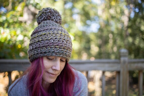 The Jumbo Pom Pom Hat Chunky Wool Camo 