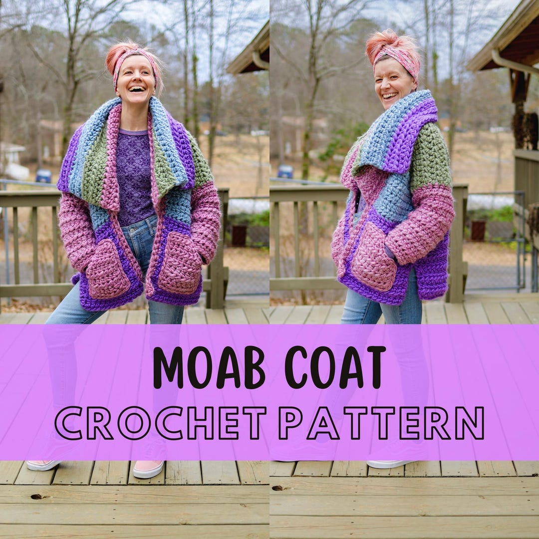 Chunky Crochet Coat Pattern, Oversized, XL Jumbo Beginner Friendly