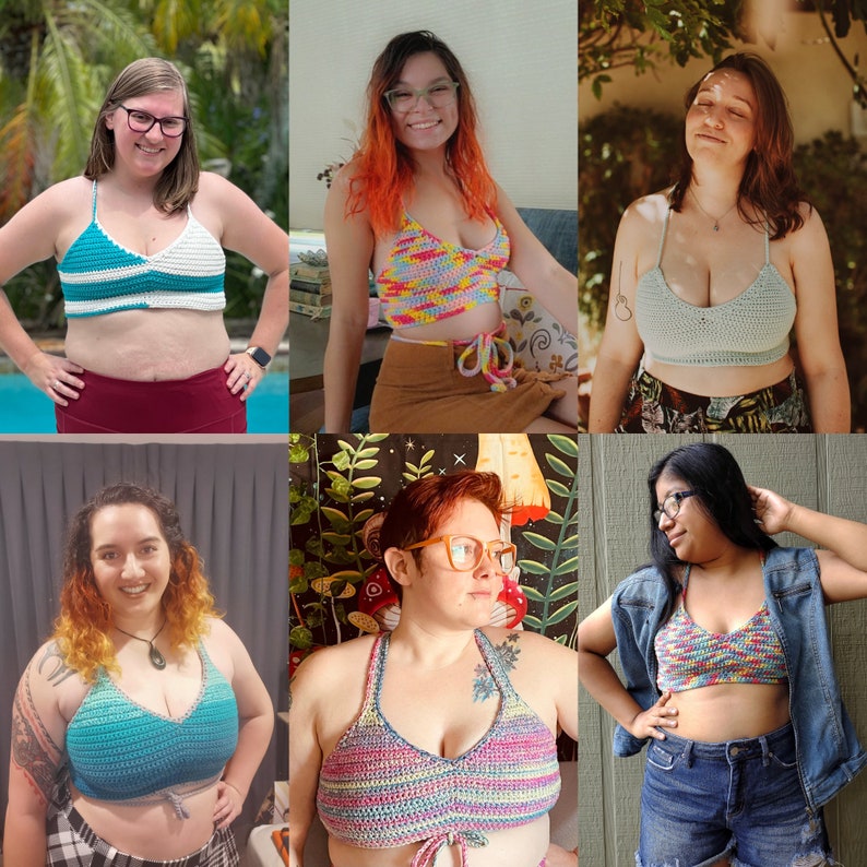 Mönster för virkad Crop Top inklusive storlek, Snabb sommar-Bralette-design, Enkelt virkad toppmönster, Nancy Bralette bild 5