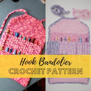 Simple Chunky Crochet Hook Bandolier Pattern, Hook Holder Travel Case, Crocheted Case for Artists and Makeup Artists, Super Bulky Yarn