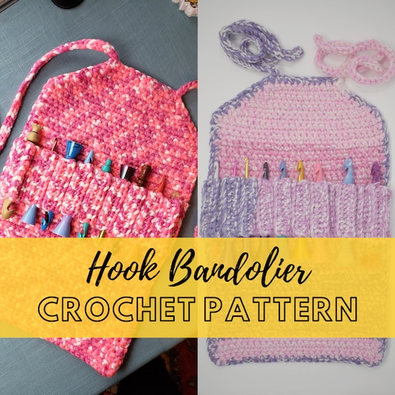 Simple Chunky Crochet Hook Bandolier Pattern, Hook Holder Travel Case,  Crocheted Case for Artists and Makeup Artists, Super Bulky Yarn 
