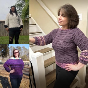Simple Chunky Crochet Sweater Pattern, Beginner Friendly Crochet Pullover Jumper Pattern, Super Bulky Yarn, The Ginny Jumper image 6