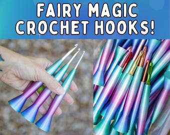 Ergonomische haaknaald, 3D-geprint, lichtgewicht, hybride metaalstijl, cadeau voor haaksters, Fairy Magic