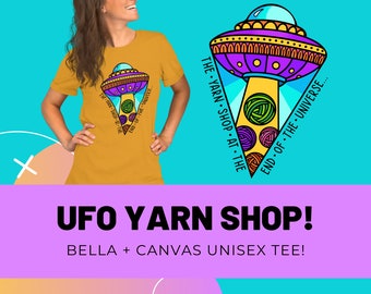 UFO Yarn Shop Bella + Canvas Short-sleeve unisex t-shirt, Funny Gift for Crocheter, Crochet Apparel