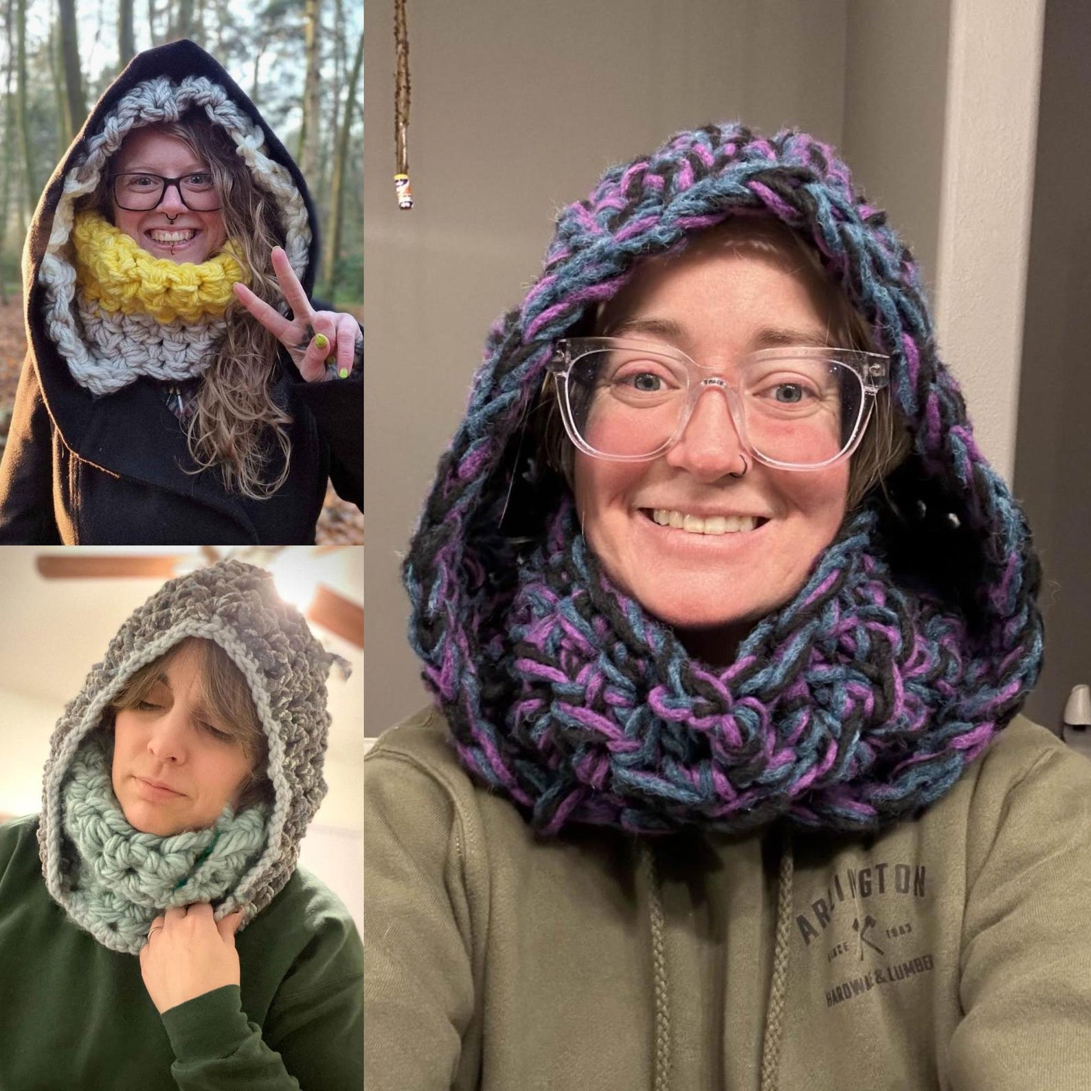 Simple Chunky Crochet Hooded Cowl Pattern, Beginner Friendly Easy XL ...