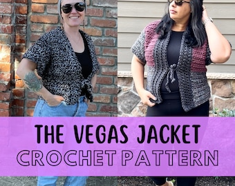 Chunky Crochet Bat Wing Jacket Pattern, Simple Plus Size Inclusive, Beginner Friendly Spring Cardigan, Super Bulky Yarn, The Vegas Jacket