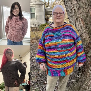 Simple Chunky Crochet Sweater Pattern, Beginner Friendly Crochet Pullover Jumper Pattern, Super Bulky Yarn, The Ginny Jumper image 2