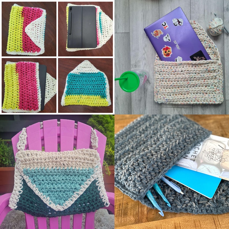 Super Simple Crochet Tote Pattern, Beginner Friendly Easy Crochet Laptop Bag Pattern, Super Bulky Yarn Stash Busting Crossbody Purse image 4
