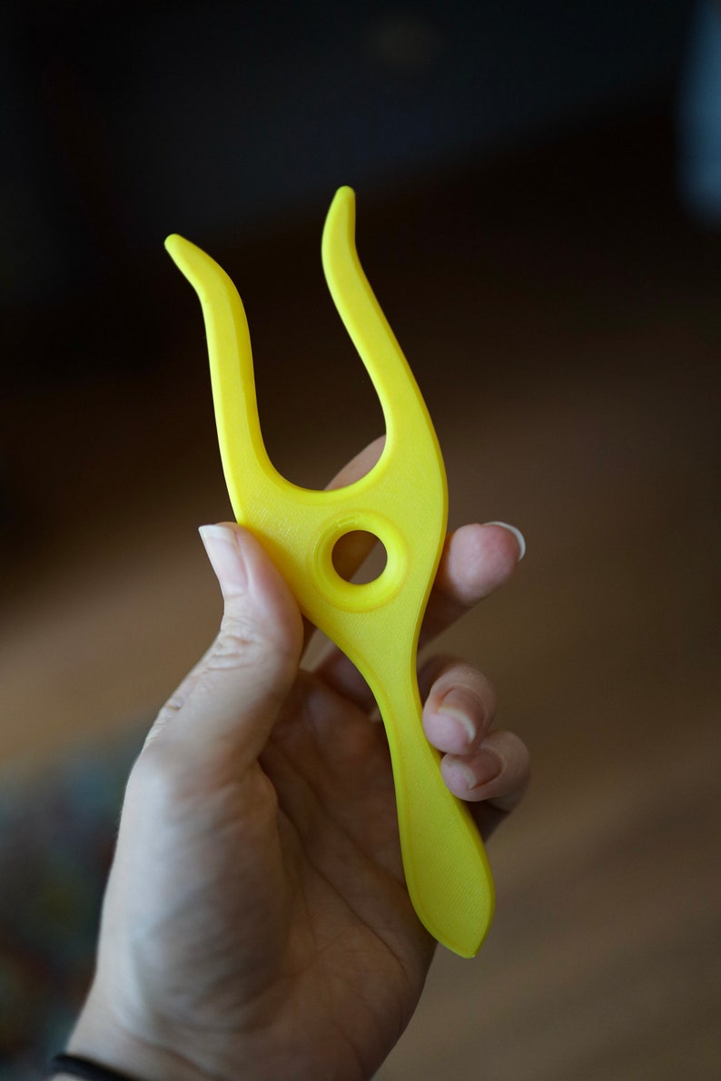 Lucet Fork, 3D Printed I-Cord Maker, Gift for Crocheter, knitter or crafter, Stocking stuffer Yellow