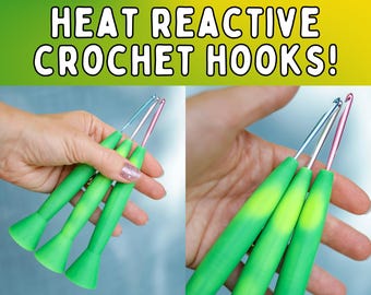 Ergonomic Hypercolor Crochet Hooks, Heat Activated 3D Printed Hybrid Crochet Hook, Tapered Style Metal Crochet Hook, Gift for crocheter