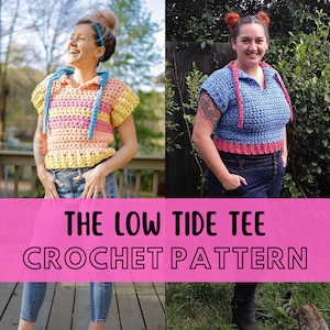 Simple Chunky Summer Tee Pattern, Beginner Friendly Size Inclusive Crochet T-shirt, The Low Tide Tee