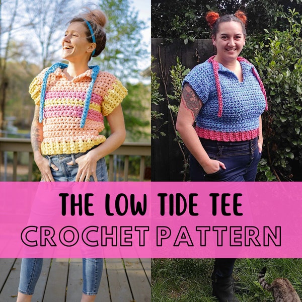 Simple Chunky Summer Tee Pattern, Beginner Friendly Size Inclusive Crochet T-shirt, The Low Tide Tee