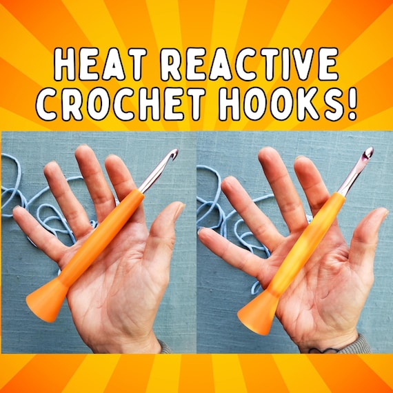 Ergonomic Hypercolor Crochet Hooks, Heat Activated 3D Printed Hybrid Crochet Hook, Tapered Style Metal Crochet Hook, Gift for crocheter