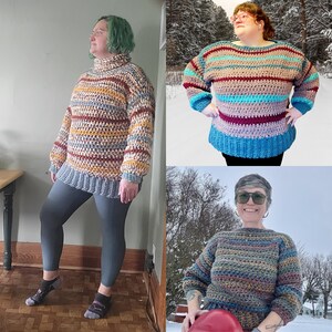 Simple Chunky Crochet Sweater Pattern, Beginner Friendly Crochet Pullover Jumper Pattern, Super Bulky Yarn, The Ginny Jumper image 7