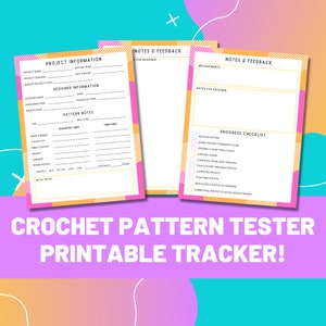 Crochet Pattern Tester Notes, Pattern Testing Tracking Printable, Progress Tracking Document