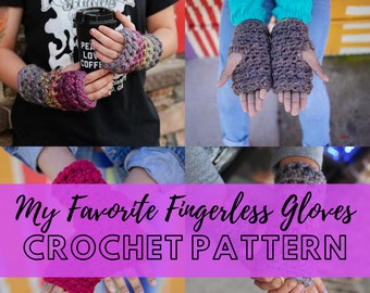 Fingerless Gloves Crochet Pattern, Simple Gloves, Easy Super Chunky Crochet Texting Gloves, Super Bulky Yarn