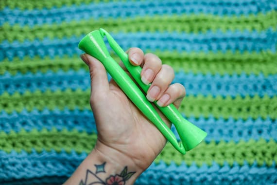 8mm & 9mm Ergonomic Crochet Hooks, 3D Printed Lightweight Crochet Hook,  Neon Green Sparkle Edition 