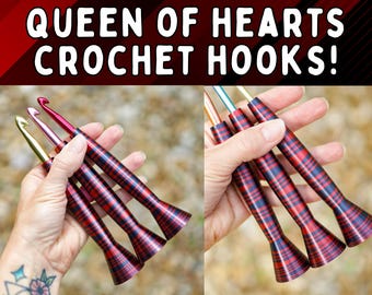 Ergonomic Crochet Hook, 3D Printed Black and Red Hook, Gift for crocheter, Queen of Hearts