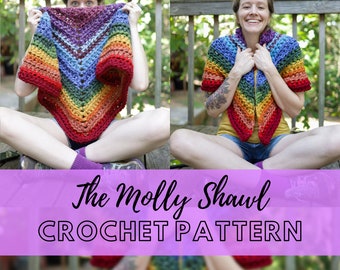 Easy Chunky Triangle Wrap Crochet Pattern, Simple Oversized Shawl Pattern, Beginner Friendly PDF Pattern, The Molly Shawl