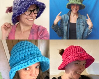 Super Simple Crochet Bucket hat Pattern, Beginner Friendly Easy Crochet Hat  Pattern, Super Chunky Yarn, Sneaky Buns Bucket Hat