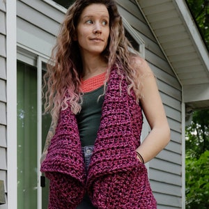 Simple Chunky Crochet Sleeveless Pocket Wrap Pattern, Beginner Crochet Sweater Vest Pattern, Super Bulky Yarn image 10