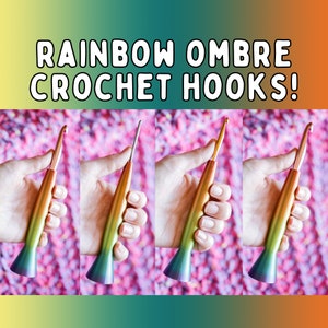 Ergonomic Rainbow Ombre Crochet Hook, 3D Printed Hybrid Crochet Hook, Tapered Style Metal Crochet Hook, Gift for crocheter