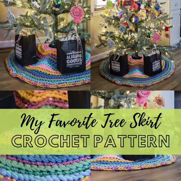 Super Simple Crochet Christmas Tree Skirt Pattern, Beginner Friendly Easy Super Chunky Tree Skirt, Super Bulky Yarn Crochet Pattern