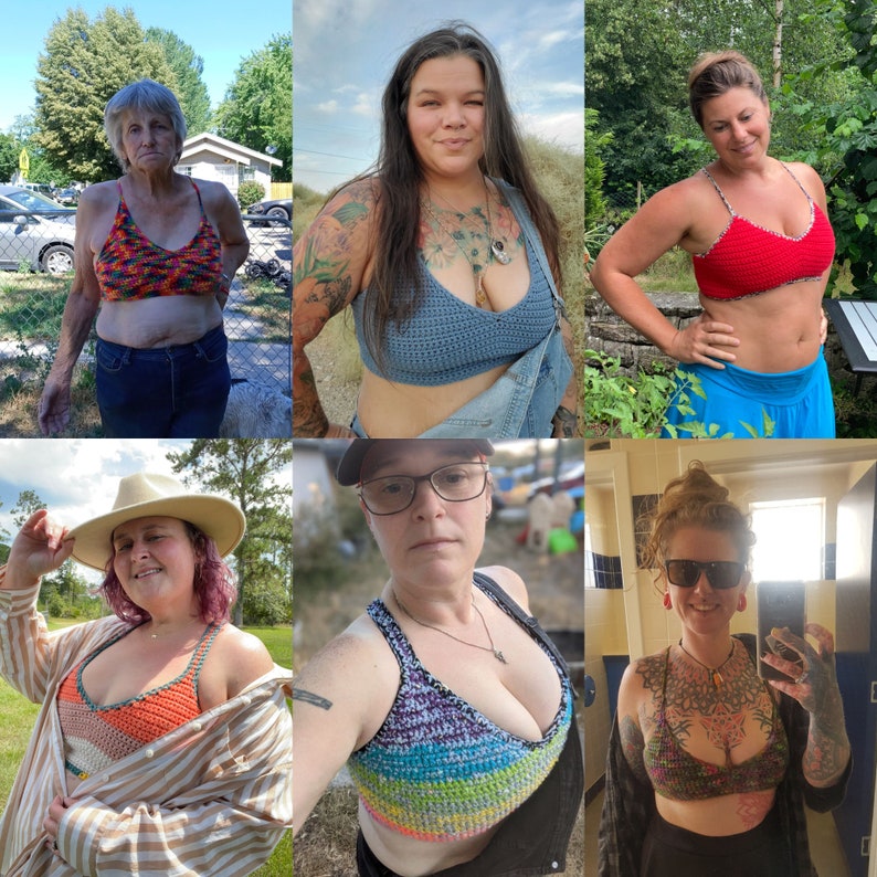 Mönster för virkad Crop Top inklusive storlek, Snabb sommar-Bralette-design, Enkelt virkad toppmönster, Nancy Bralette bild 8