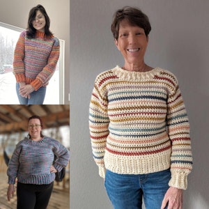 Simple Chunky Crochet Sweater Pattern, Beginner Friendly Crochet Pullover Jumper Pattern, Bulky Yarn, The Enid Sweater image 6