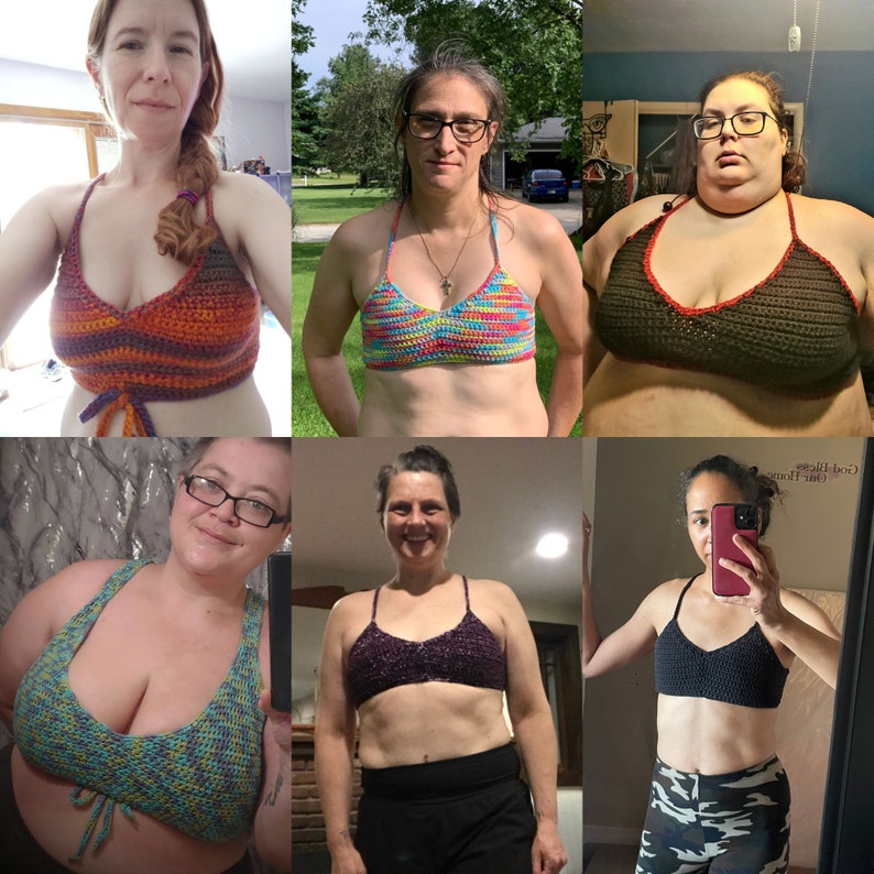 Mönster för virkad Crop Top inklusive storlek, Snabb sommar-Bralette-design, Enkelt virkad toppmönster, Nancy Bralette bild 6