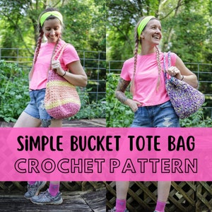 Super Simple Crochet Tote Pattern, Beginner Friendly Easy Crochet Drawstring Purse Pattern, Super Bulky Yarn Stash Busting Bucket Bag